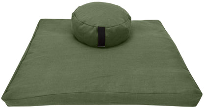 Hemp Meditation Cushion Set Zafu and Zabuton - Hemp fabric, Organic Buckwheat Hulls