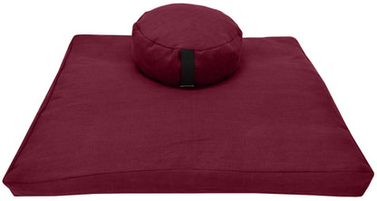 Hemp Meditation Cushion Set Zafu and Zabuton - Hemp fabric, Organic Buckwheat Hulls