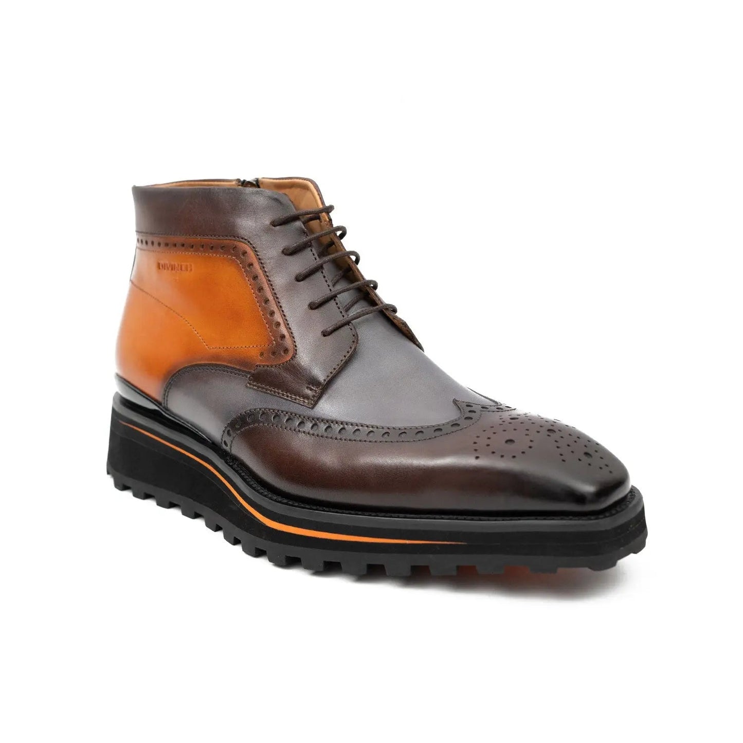 Zipper Brogue Martin Boots 2890 Gray Brown