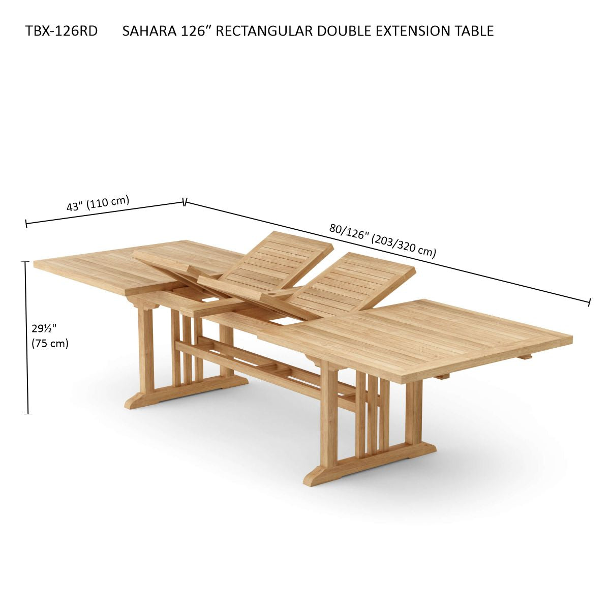 Sahara 126" Rectangular Double Extension Table