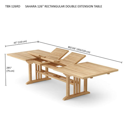 Sahara 126" Rectangular Double Extension Table