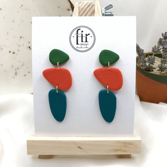 Autumn Trio Handmade Polymer Clay Earrings - Stylish Anti Allergic | Gift Shop & Gift Wrapping | Kitchen + Metal