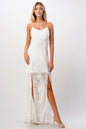 Elegant Black Lace Maxi Dress with Side Slit | Apparel | Kitchen + Metal