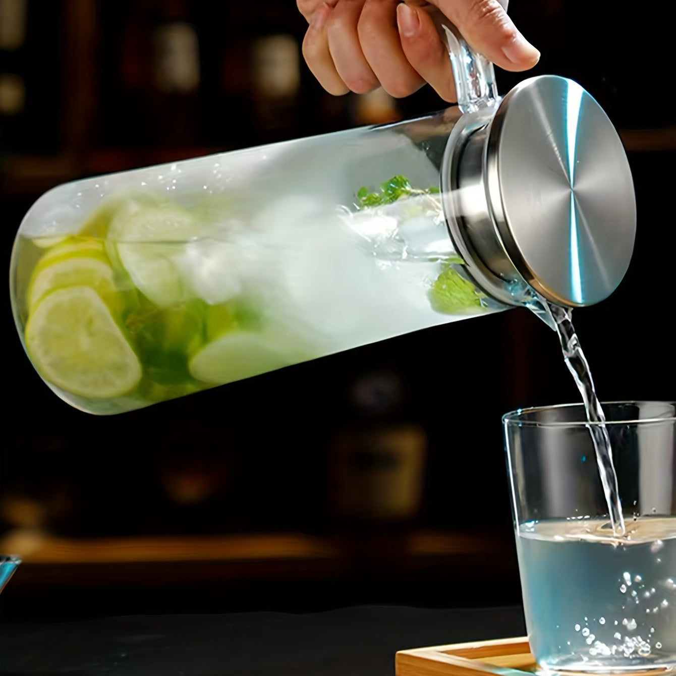1pc, Water Pitcher With Lid, 37.1oz/54.1oz Heavy Duty Drink Picher,