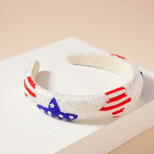 USA Stars Seed Bead Headband