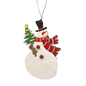 Wood and Fur Snowman Ornament - Tophat with Tree