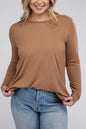 ZENANA Plus Long Sleeve Round Neck Round Hem Top