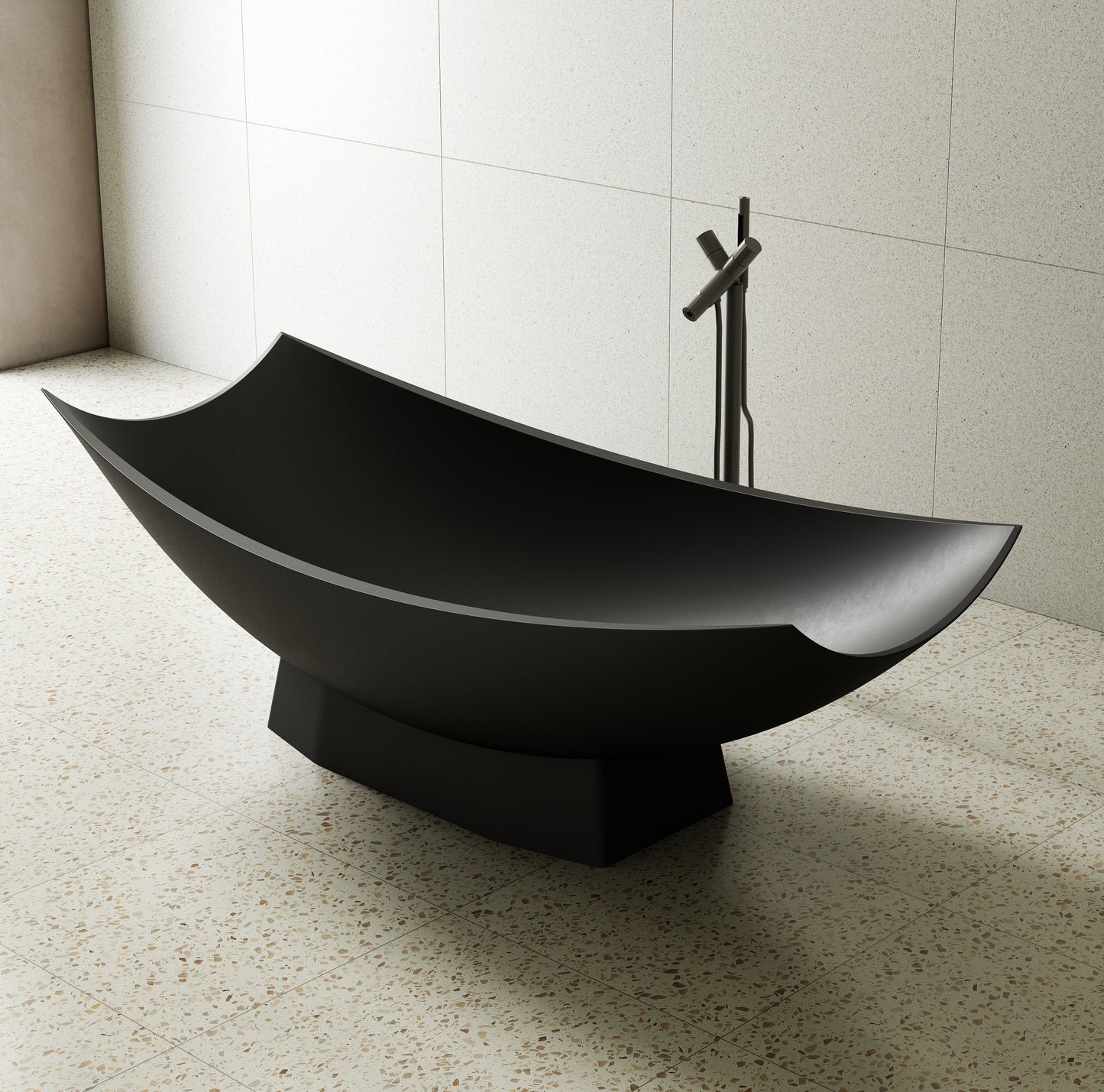 ALFI brand  AB9992BM Black Matte 71" Solid Surface Resin Free Standing Hammock Style Bathtub