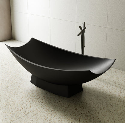 ALFI brand  AB9992BM Black Matte 71" Solid Surface Resin Free Standing Hammock Style Bathtub
