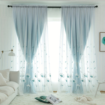 Elegant Floral Embroidered Tulle Curtain for Home Decor