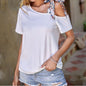 Women's Asymmetrical Neck Knot Top Shoulder  Blouse