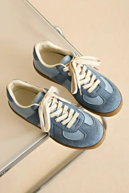 Dusk Blue Suede Sneakers - Two-Tone Lace-Ups - Wholesale Comfort Shoes