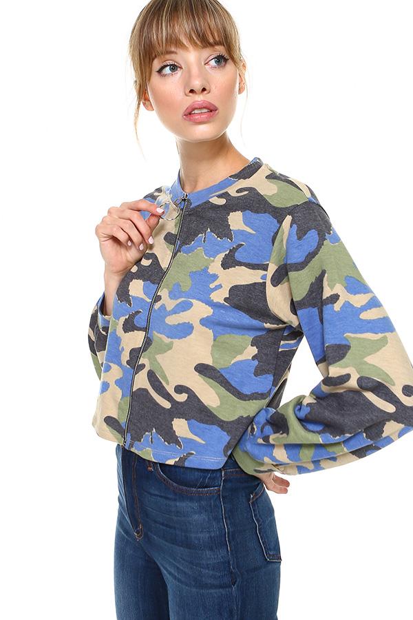 Cropped Camo Zip-Up Jacket – Casual and Trendy | Apparel | Kitchen + Metal
