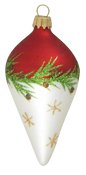 Krebs Glass Teardrop Ornament - Bi-Color Pine Garland - 4 Pack