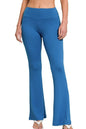Zenana Buttery Soft Flare Leg High Waist Yoga Pants in Blue