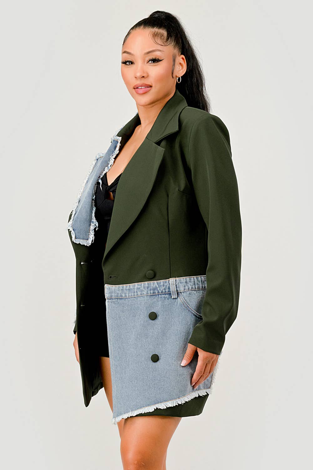 Athina Denim Mix Casual Blazer