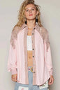 POL Lace Patchwork Shacket - Stylish Button-Up Layer Piece