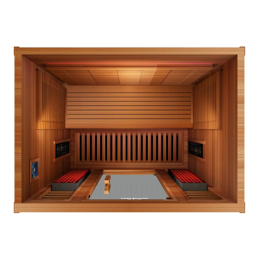 Peak Saunas Matterhorn Luxury 3-Person Full Spectrum Infrared Sauna with Two XL Medical-Grade Red Light Therapy Panels & Smart WiFi App Control