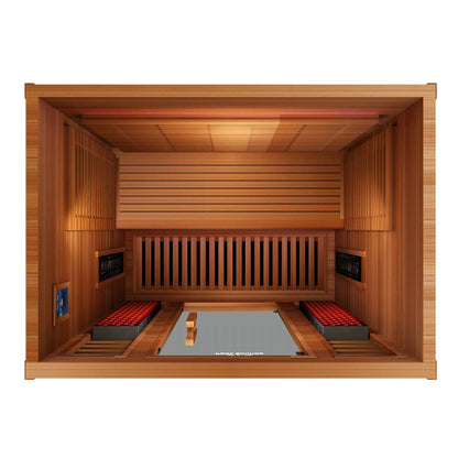 Peak Saunas Matterhorn Luxury 3-Person Full Spectrum Infrared Sauna with Two XL Medical-Grade Red Light Therapy Panels & Smart WiFi App Control