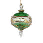 Gold Etched Blown Glass Sphere - Green