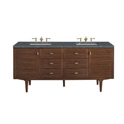 Amberly 72" Double Vanity Cabinet, Mid-Century Walnut