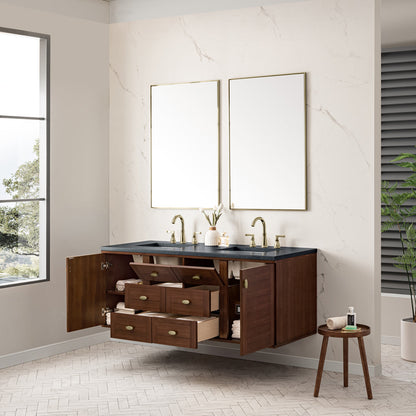 Amberly 60" Double Vanity Cabinet, Mid-Century Walnut