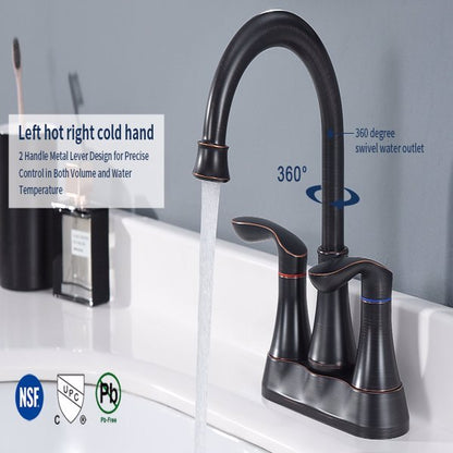2 Handles 4-inch Oil Wiped Bronze Bathroom Faucet | Faucets | Kitchen + Metal
