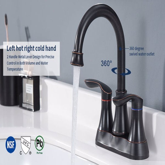 2 Handles 4-inch Oil Wiped Bronze Bathroom Faucet | Faucets | Kitchen + Metal