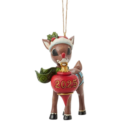 Rudolph with Oversized Ornament - Dated 2025