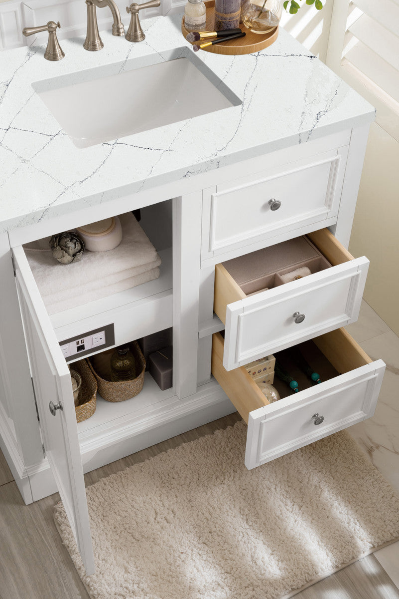 De Soto 36" Single Vanity Cabinet, Bright White