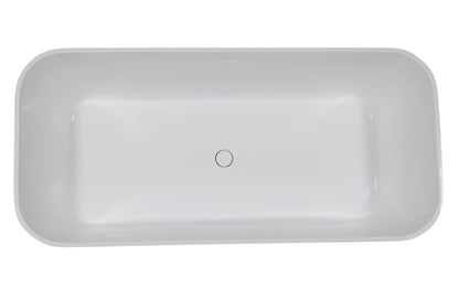 ALFI brand  AB9952BM 67" Black & White Matte Rectangular Solid Surface Resin Soaking Bathtub