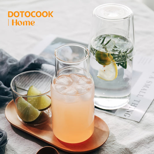 Elegant BPAFree Glass Water Carafe  Cup Set