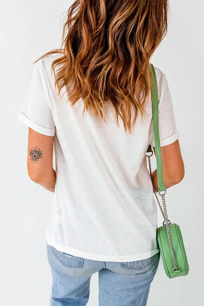 White Football and Bow Graphic Crewneck Tee