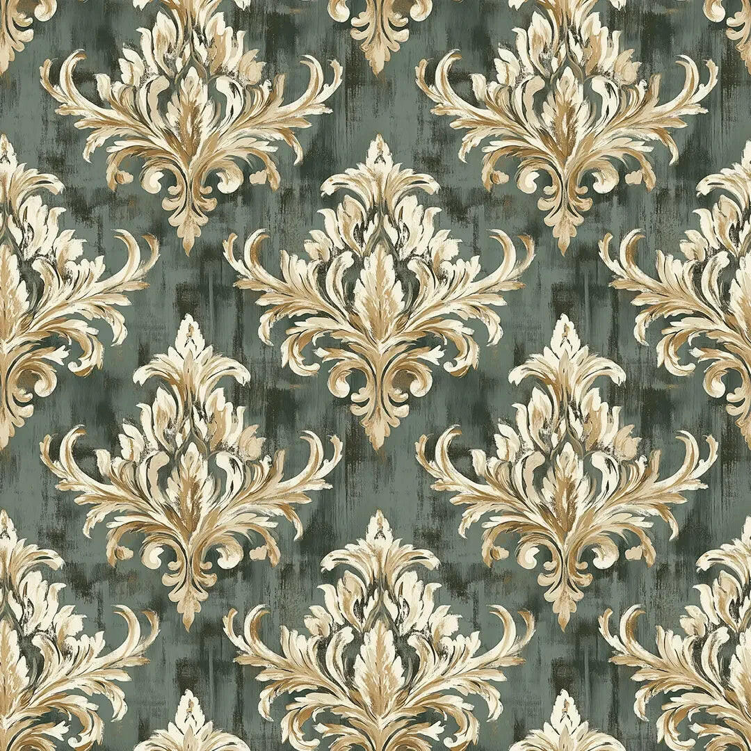 Regal Veridian Damask Wallpaper