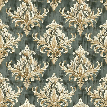 Regal Veridian Damask Wallpaper