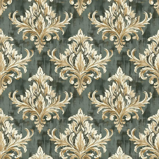 Regal Veridian Damask Wallpaper