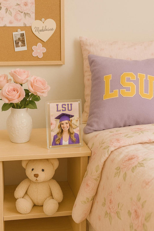 Fully Customizable 5x7” Acrylic High School or College Magnetic Frame – Custom School Name Display, Graduation Gift, Dorm Decor