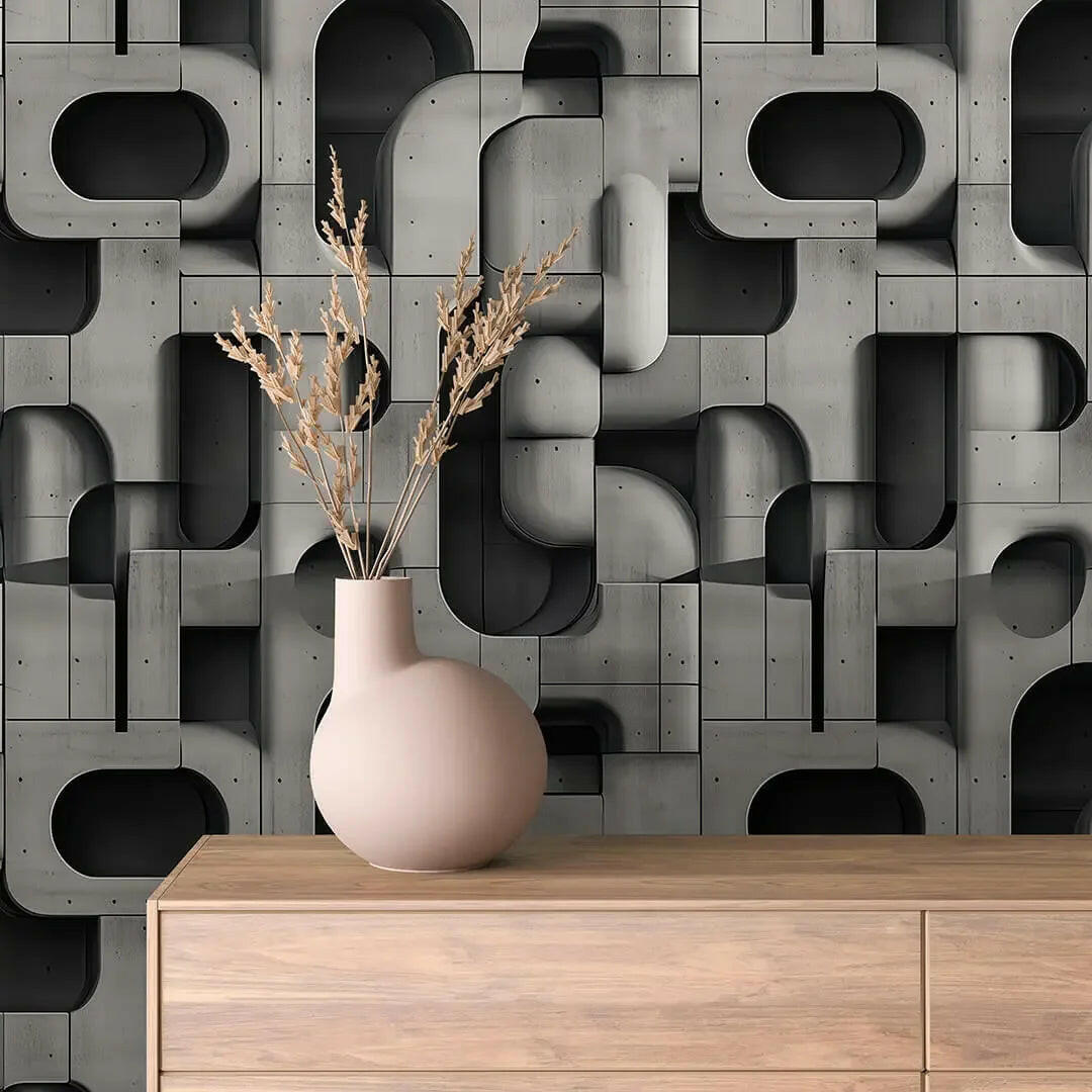Brutalist Forms Concrete Mural