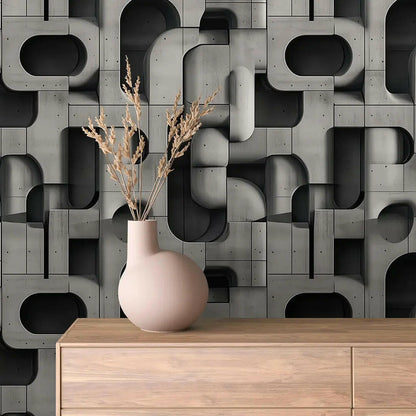 Brutalist Forms Concrete Mural