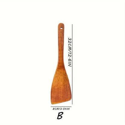 Versatile LongHandled Natural Wood Shovel for Cooking