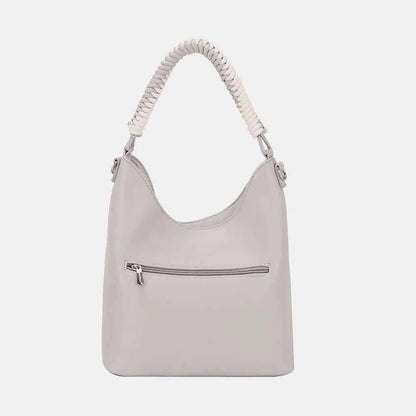 David Jones PU Leather Handbag with Woven Handle