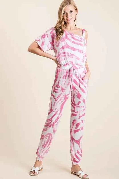 BiBi Zebra Print French Terry Stylish Top and Pants Combo