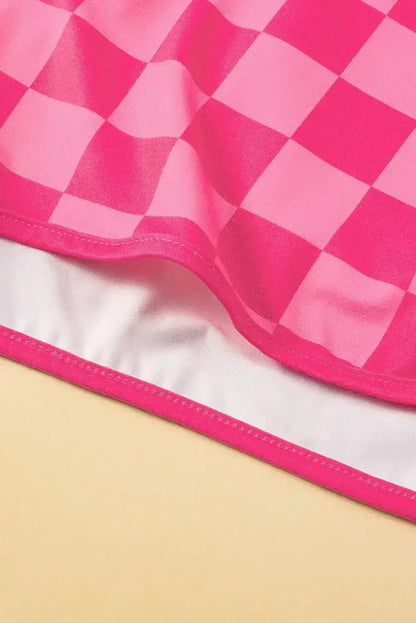 Black Checkered Drawstring Elastic Waist Casual Shorts