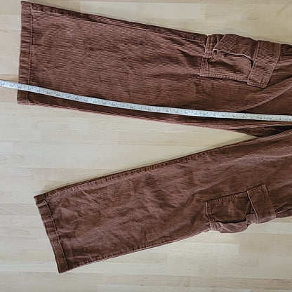 TINSELTOWN Size 3 Cotton Corduroy Low-Rise Cargo Jeans - Pecan