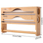 1pc Bamboo Kitchen Wrap Organizer - 4-in-1 Wall Mount Storage for