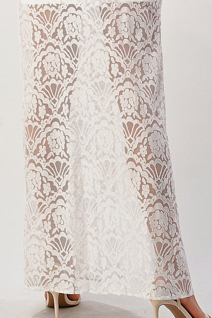 Elegant Black Lace Maxi Dress with Side Slit | Apparel | Kitchen + Metal
