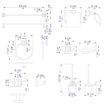 ALFI brand AB9509 6 Piece Matching Bathroom Accessory Set