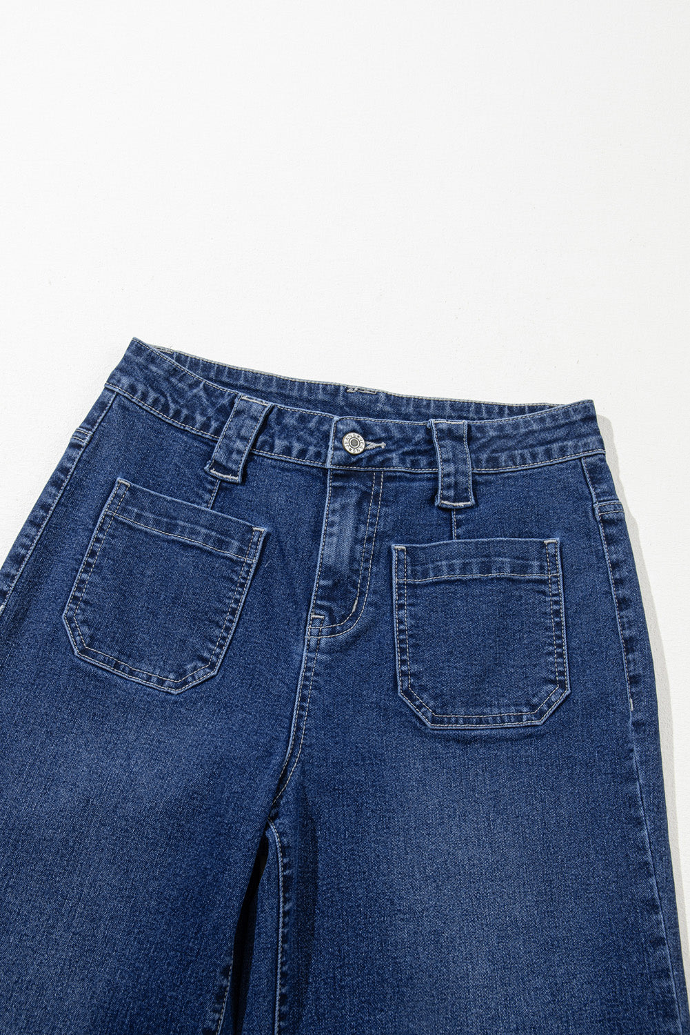 Sail Blue High Waist Women's Jeans with Wide Legs and Pockets