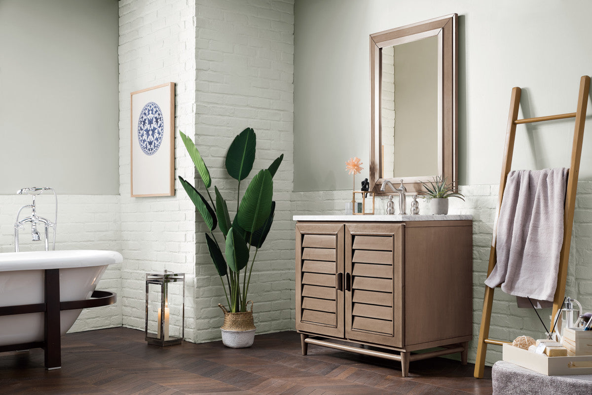 Portland 36" Single Vanity Cabinet, Whitewashed Walnut