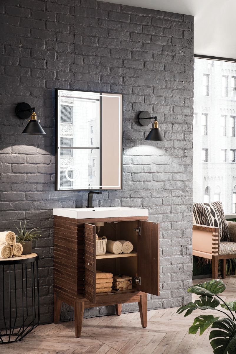 Linden 24" Single Vanity with White Glossy Composite Stone Top